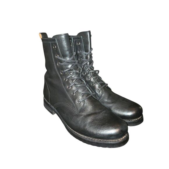 Frye Veronica Women's Flex Combat Boots Size 9.5 Black Leather Lace Up Heeled - Picture 1 of 10